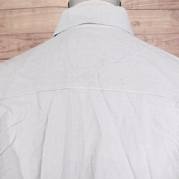 David Donahue Shirt Mens 16.5 36/37 Gray Micro Print Dress Button Down Cotton - Picture 6 of 9